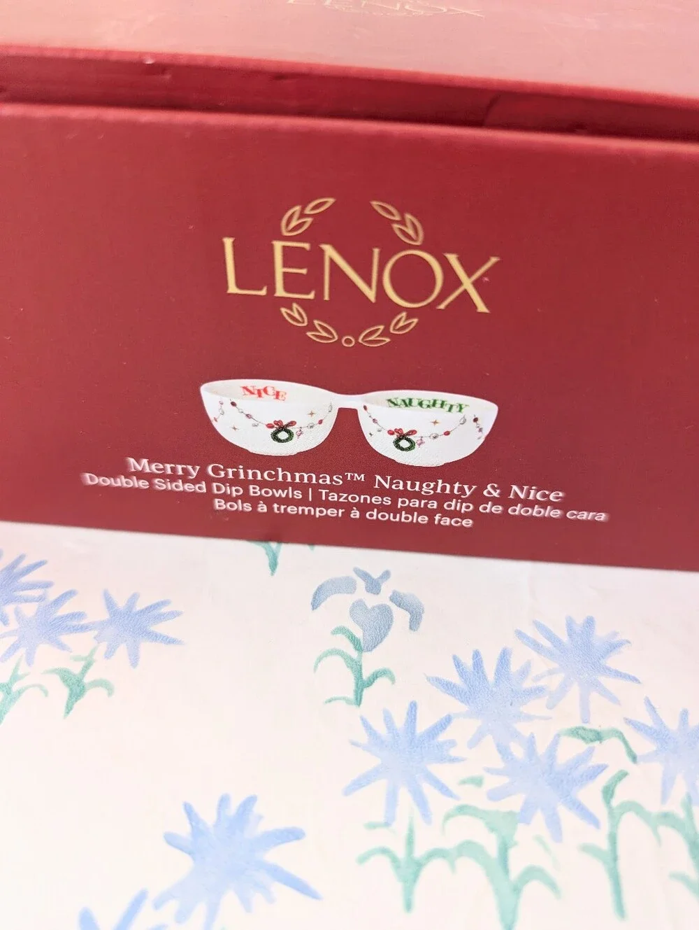 Lenox Merry Grinchmas Porcelain Double Dip Bowl NEW Christmas Holiday Serving